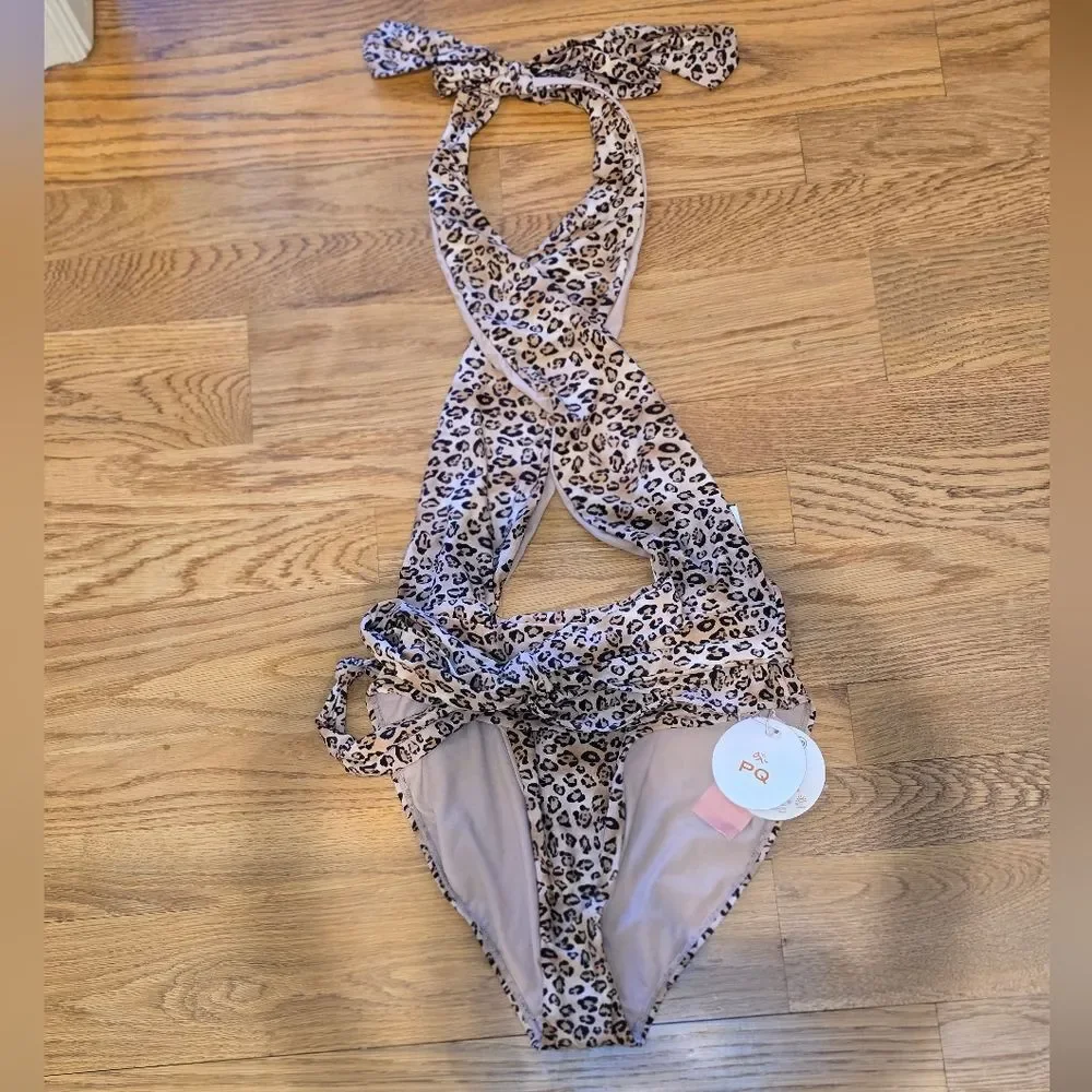 PQ Swim Alex Leopard One Piece Swimsuit NWT Sz Small